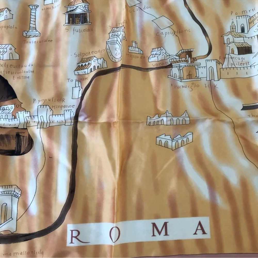 Ancient Rome Vintage Tan Silk Scarf
